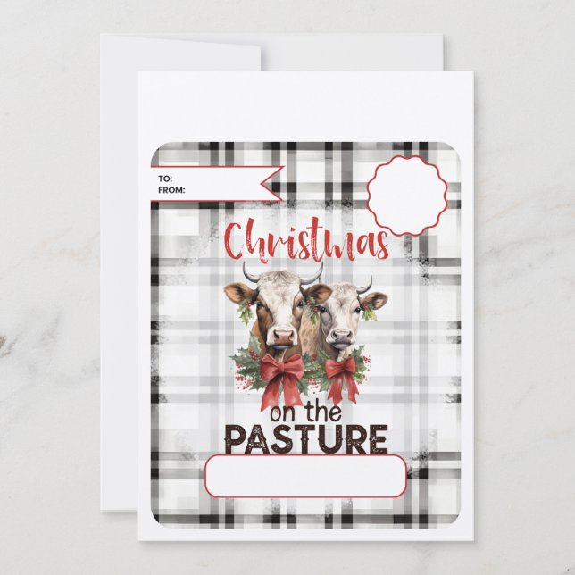 Cartes Pour Fêtes Annuelles Noël Sur Le Pâturage Argent (Devant)