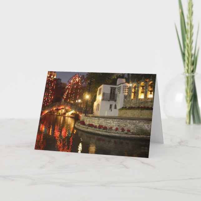 Cartes Pour Fêtes Annuelles Noël sur San Antonio Riverwalk (Devant)