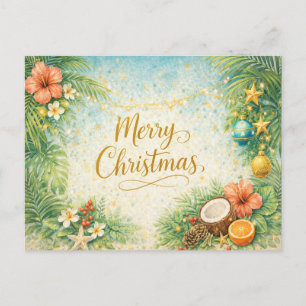 Cartes Pour Fêtes Annuelles Noël sur une plage tropicale