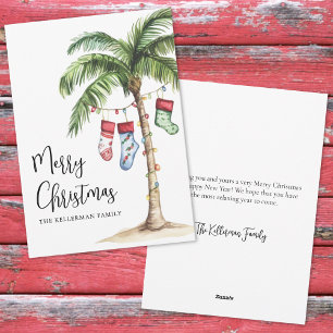 Cartes Pour Fêtes Annuelles Noël sur une plage tropicale