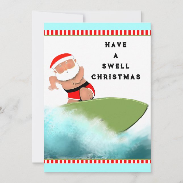 Cartes Pour Fêtes Annuelles Noël Surf (Devant)