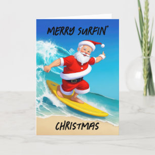 Cartes Pour Fêtes Annuelles Noël Surfant au Père Noël