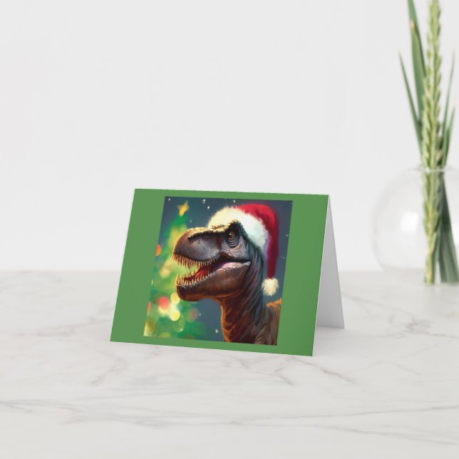 Cartes Pour Fêtes Annuelles Noël T-Rex 2 (Devant)
