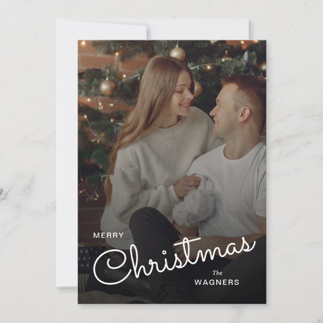 Cartes Pour Fêtes Annuelles Noël Tendance Moderne | Photo de Couple  (Devant)