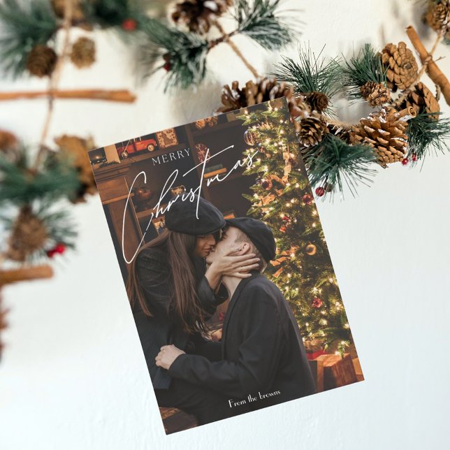Cartes Pour Fêtes Annuelles Noël tendance moderne | Photo romantique en couple (Créateur téléchargé)