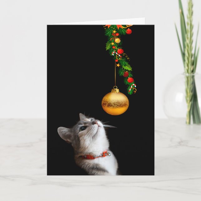 Cartes Pour Fêtes Annuelles Noël tenté de chat de minou (Devant)