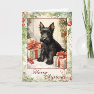 Cartes Pour Fêtes Annuelles Noël Terrier Écossais Victorien