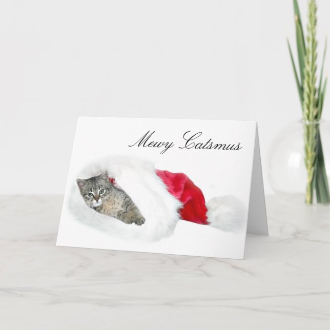 Cartes Pour Fêtes Annuelles Noël tigré de chaton (Devant)