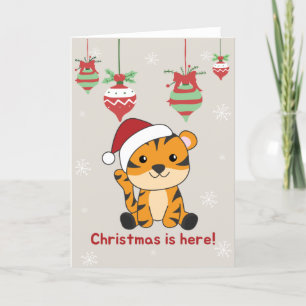 Cartes Pour Fêtes Annuelles Noël Tigre Neige Animaux d'hiver Tigre Vacances
