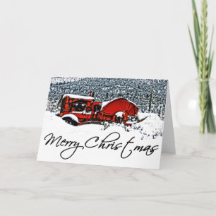 Cartes Pour Fêtes Annuelles Noël tracteur enneigé