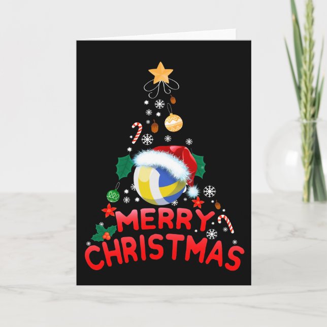 Cartes Pour Fêtes Annuelles Noël Tree Volleyball Santa Hat 2021 Noël (Devant)