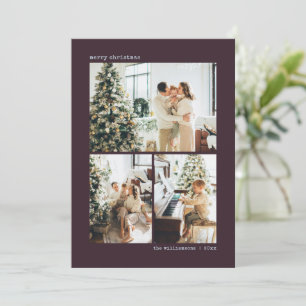 Cartes Pour Fêtes Annuelles Noël Trois Photos Minimaliste Moderne Baies