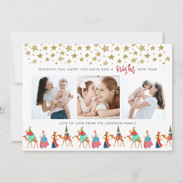 Cartes Pour Fêtes Annuelles Noël | Trois rois | 3 Photos (Devant)