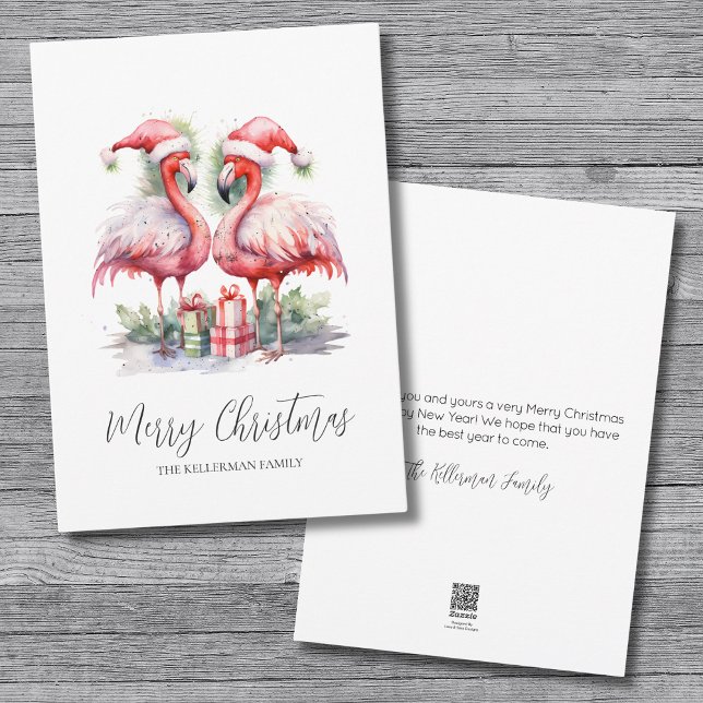Cartes Pour Fêtes Annuelles Noël tropical (Watercolor Tropical Merry Christmas Holiday Card )