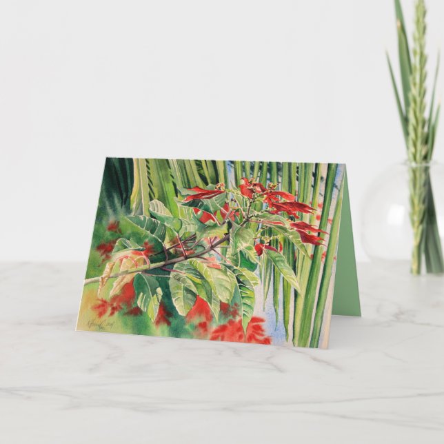 Cartes Pour Fêtes Annuelles "Noël tropical", aquarelle de Kitty Harvill (Devant)