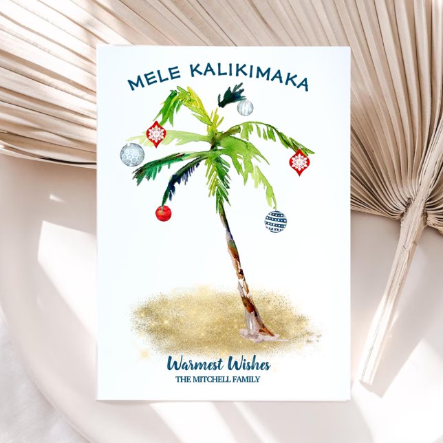 Cartes Pour Fêtes Annuelles Noël tropical Mele Kalikimaka Palm Tree (Créateur téléchargé)