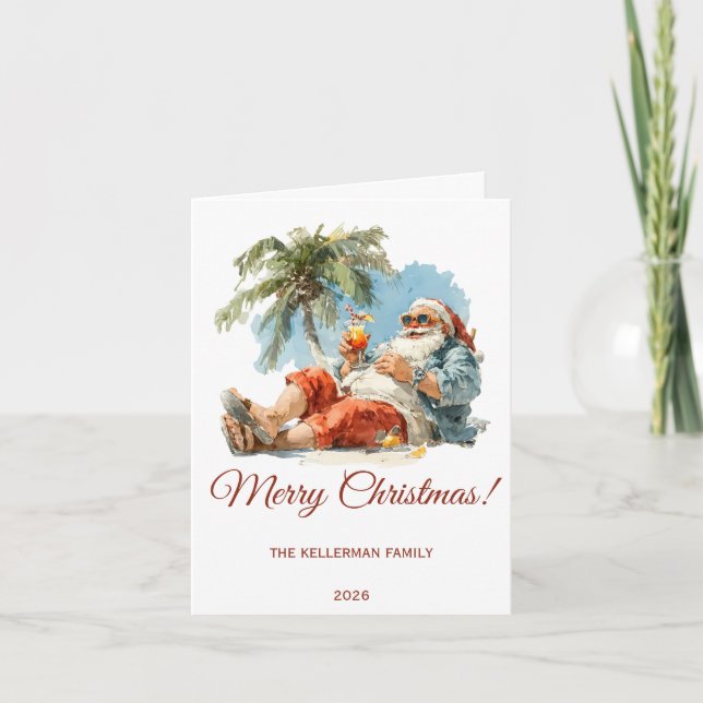Cartes Pour Fêtes Annuelles Noël tropical personnalisé Père Noël (Devant)