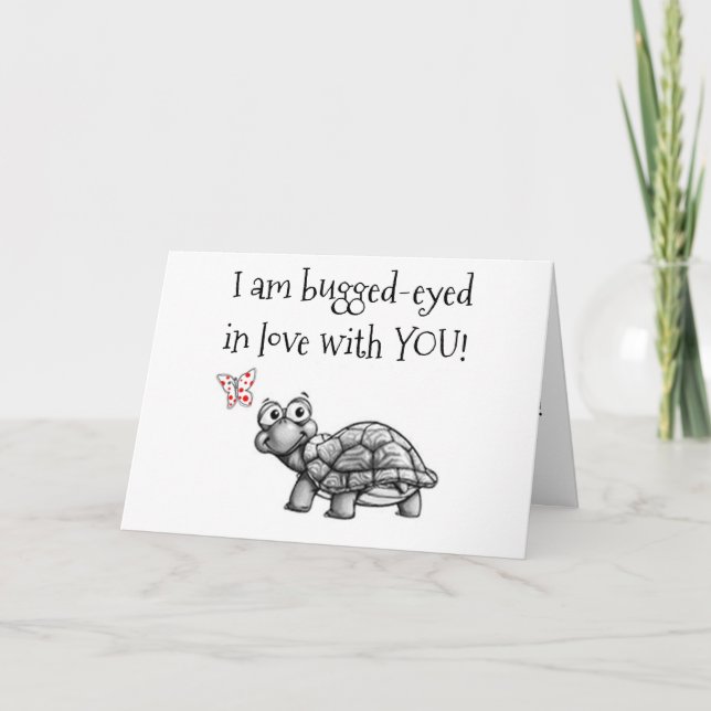 CARTES POUR FÊTES ANNUELLES NOËL TURTLE EST BUGÉYÉ DANS L'AMOUR=MISTLETOE! ! ! (Devant)