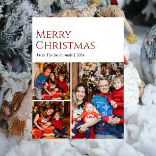 Cartes Pour Fêtes Annuelles Noël Typographie moderne Trois photos