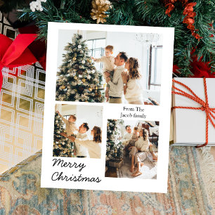 Cartes Pour Fêtes Annuelles Noël Typographie moderne Trois photos