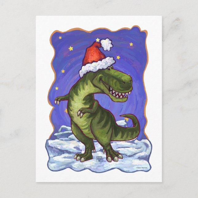 Cartes Pour Fêtes Annuelles Noël Tyrannosaurus (Devant)