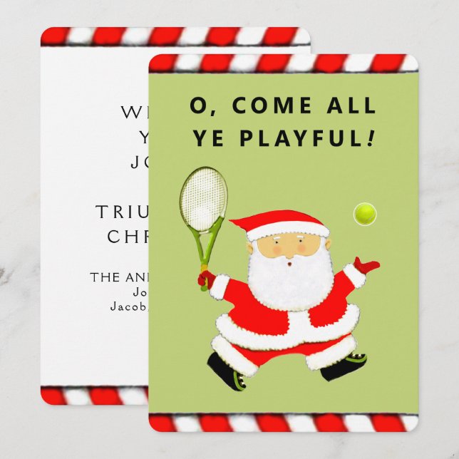 Cartes Pour Fêtes Annuelles Noël unique de tennis (Devant / Derrière)