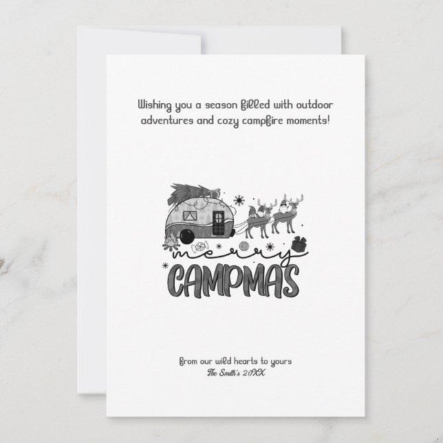 Cartes Pour Fêtes Annuelles Noël Vacances Camper Reindeer extérieur Noir (Devant)