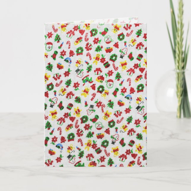 Cartes Pour Fêtes Annuelles Noël Variété de Doodles Faux-Fabric (Devant)