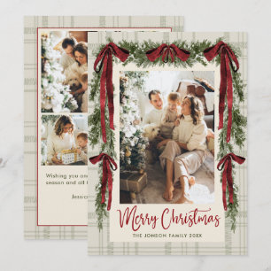 Cartes Pour Fêtes Annuelles Noël Velours Funky Bow Rouge Boho 5 Photo