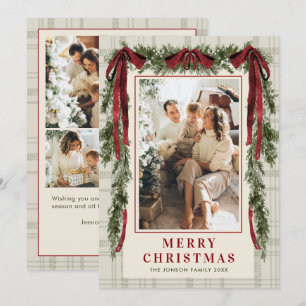 Cartes Pour Fêtes Annuelles Noël Velours Funky Bow Rouge Boho 5 Photo