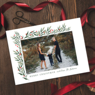 Cartes Pour Fêtes Annuelles Noël Verdure Blanche Photo Noël