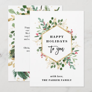 Cartes Pour Fêtes Annuelles Noël Verdure Dorée Blanche Joyeuses Fêtes