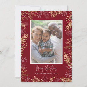 Cartes Pour Fêtes Annuelles Noël Vert Or et rouge 2 Photos