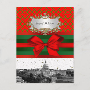Cartes Pour Fêtes Annuelles Noël vert rouge de Quatrefoil BG d'horizon de