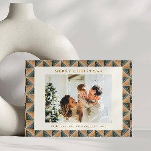 Cartes Pour Fêtes Annuelles Noël Vert Vintage Art Déco Photo géométrique