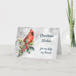 Cartes Pour Fêtes Annuelles Noël veut Red Cardinal Bird Femme Ami