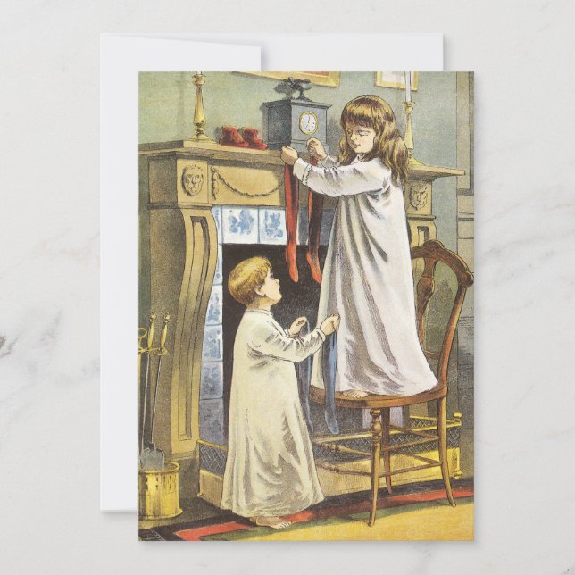 Cartes Pour Fêtes Annuelles Noël victorien, Bas de Noël pour enfants (Devant)