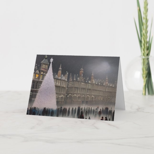 Cartes Pour Fêtes Annuelles Noël victorien britannique avec arbre blanc (Devant)