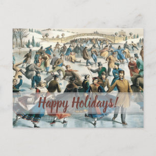 Cartes Pour Fêtes Annuelles Noël victorien Central Park Currier & Ives