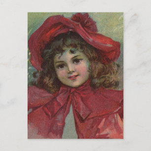 Cartes Pour Fêtes Annuelles Noël Victorien Enfant Rouge Casquette Portrait Fil