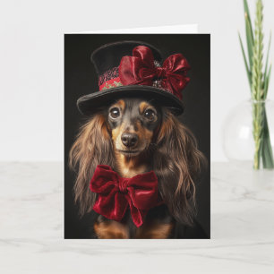 Cartes Pour Fêtes Annuelles Noël victorien Long Haired Dachshund