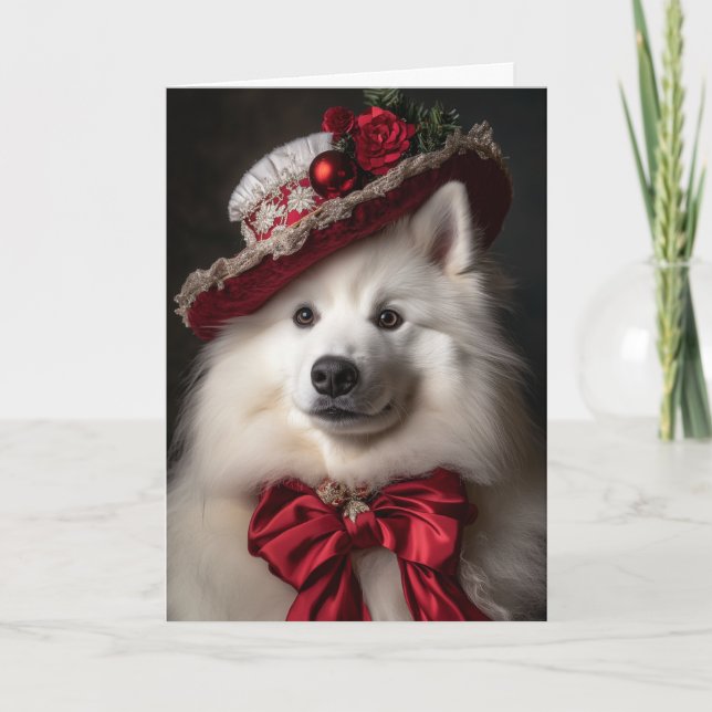 Cartes Pour Fêtes Annuelles Noël victorien Samoyed (Devant)