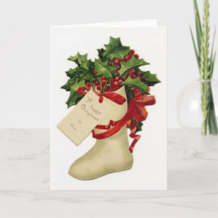 Cartes Pour Fêtes Annuelles Noël victorien Stocker et Holly