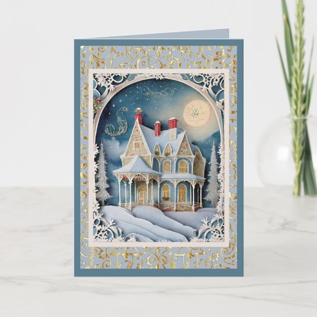 Cartes Pour Fêtes Annuelles Noël victorien vintage (Devant)