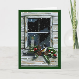 Cartes Pour Fêtes Annuelles Noël : Vielle fenêtre de la grange : Jésus : Lumiè