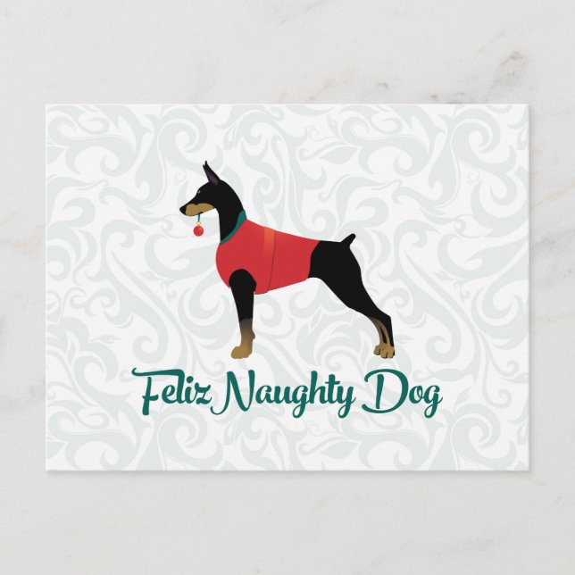 Cartes Pour Fêtes Annuelles Noël vilain de chien de Feliz de Pinscher de (Devant)