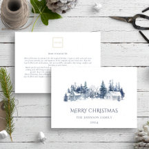 Noël Village d'hiver Bleu Non Photo