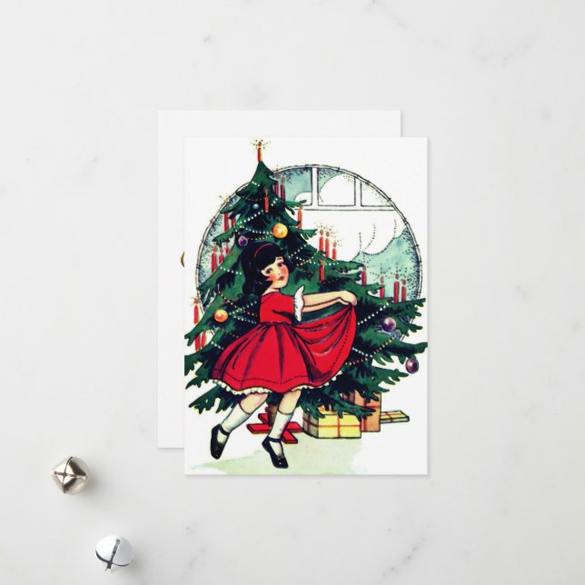 Cartes Pour Fêtes Annuelles Noël vintage (Devant/Arrière en situation)