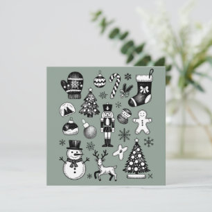 Cartes Pour Fêtes Annuelles Noël vintage 90 Collage Rétro Xmas