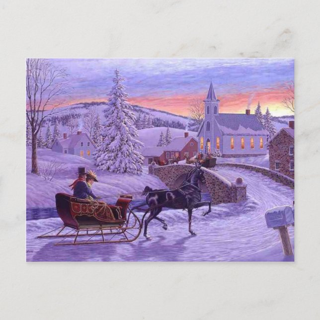 Cartes Pour Fêtes Annuelles Noël vintage à l'ancienne (Devant)